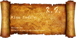 Kiss Iván névjegykártya